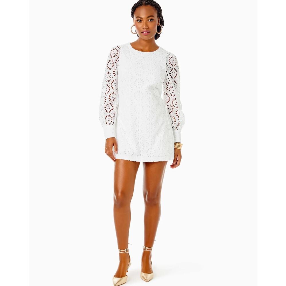 Lilly Pulitzer Aisha Eyelet Romper Dress Resort White sz 14 - Picture 3 of 10